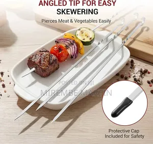 12PCS Kabob Skewers Flat Metal BBQ Barbecue Skewer