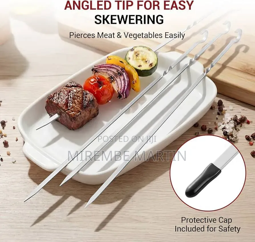 12PCS Kabob Skewers Flat Metal BBQ Barbecue Skewer