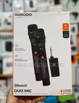 Porodo Soundtec Duo Mic Aluminum Rechargeable Wireless Microphone