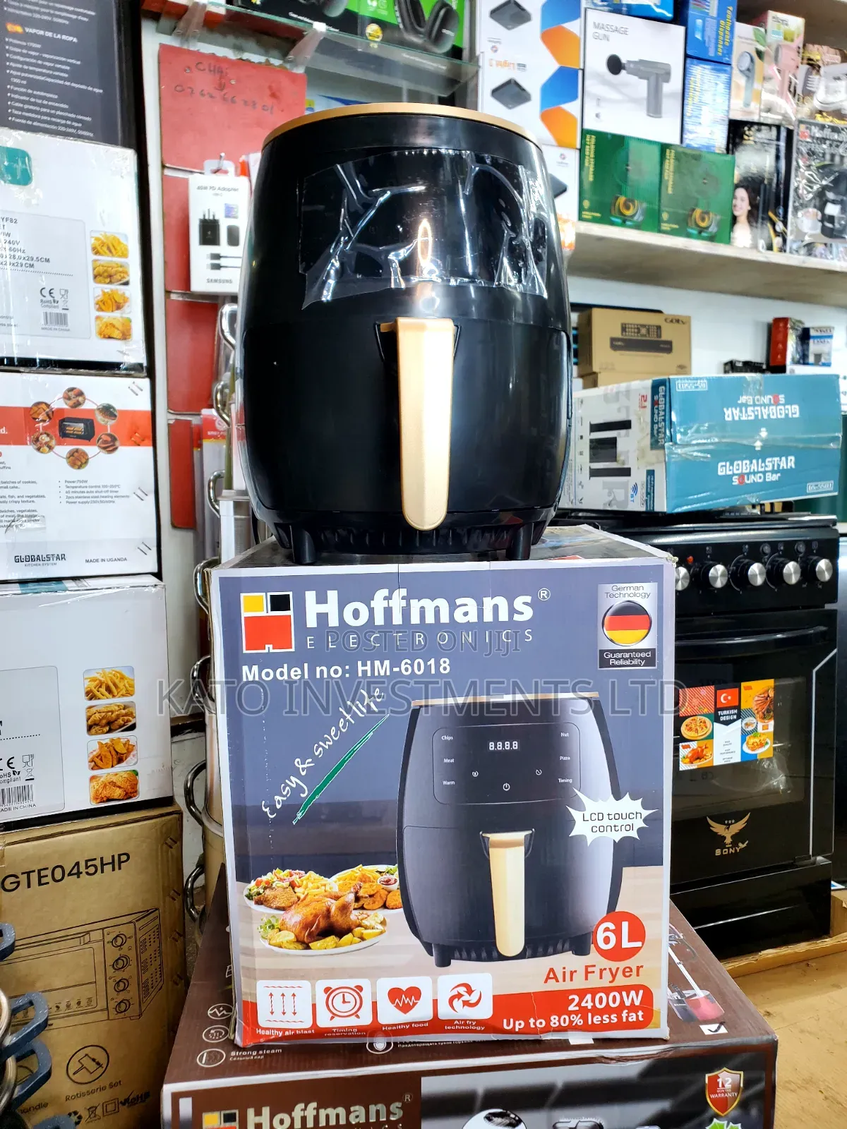 Hoffmans 6Ltr Touch Screen Digital Air Fryer HM-6018, a Black