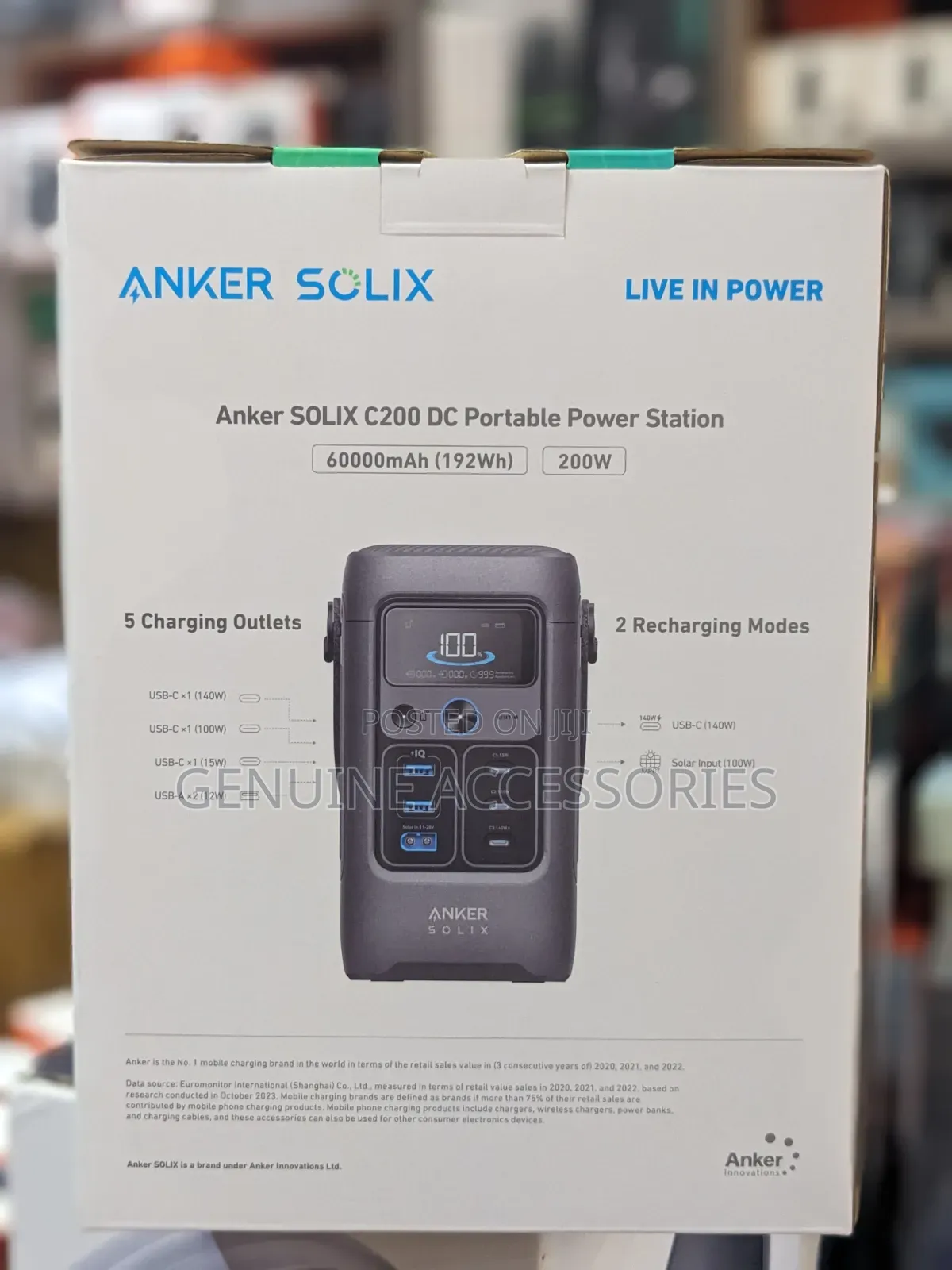 Anker Solix C200 DC Power Bank 60000mah (192wh) 200w Power Station