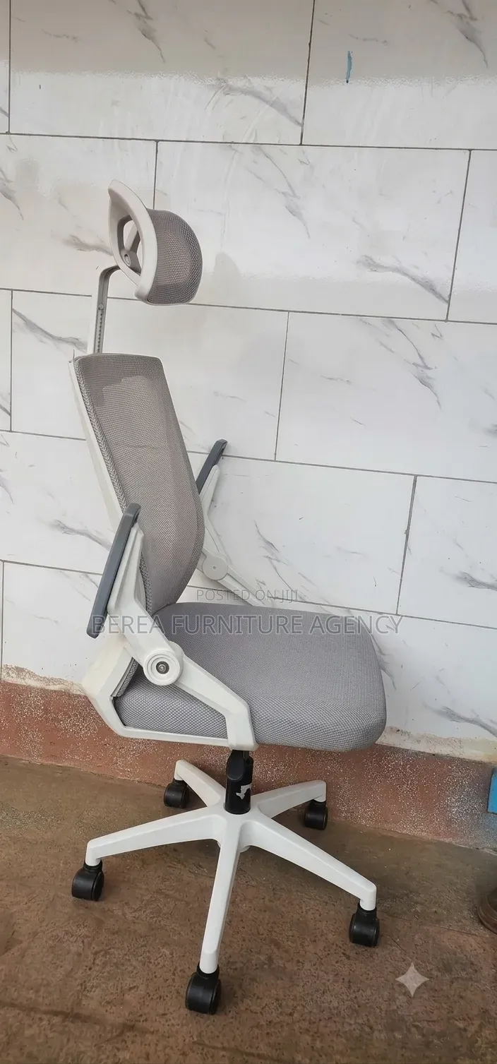 Grey White Adjustable Mesh Office Chair