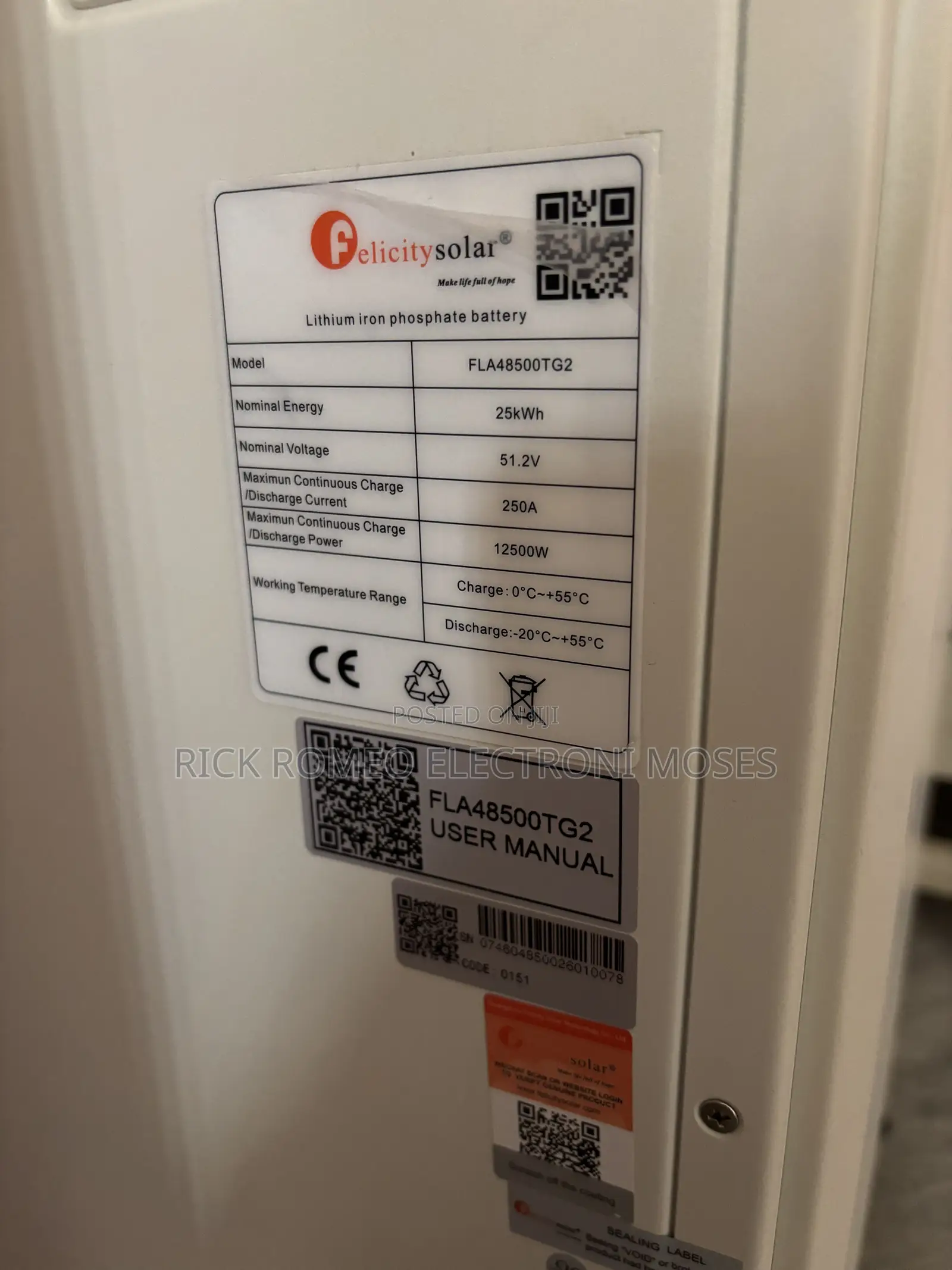 500ah 51.2v Lithium Ion Phosphate 25kwh Lithium Ion Battery