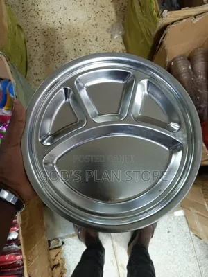 Stainless Partitioned Silver Plates Dinner Plates 12pcs