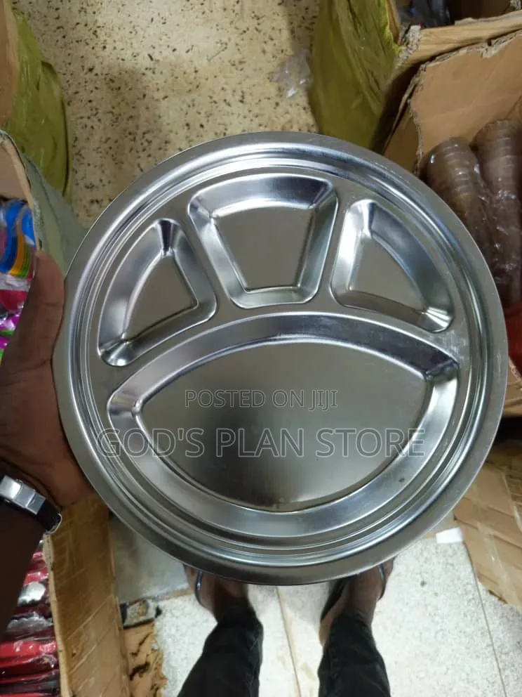 Stainless Partitioned Silver Plates Dinner Plates 12pcs