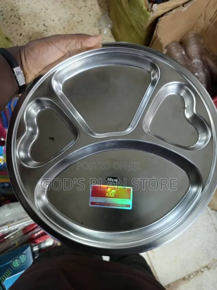 Stainless Partitioned Silver Plates Dinner Plates 12pcs