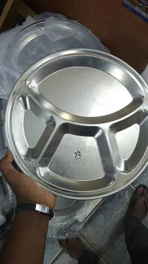 Stainless Partitioned Silver Plates Dinner Plates 12pcs