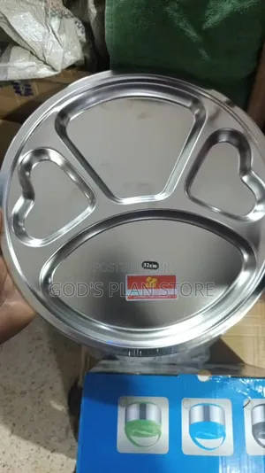 Stainless Partitioned Silver Plates Dinner Plates 12pcs