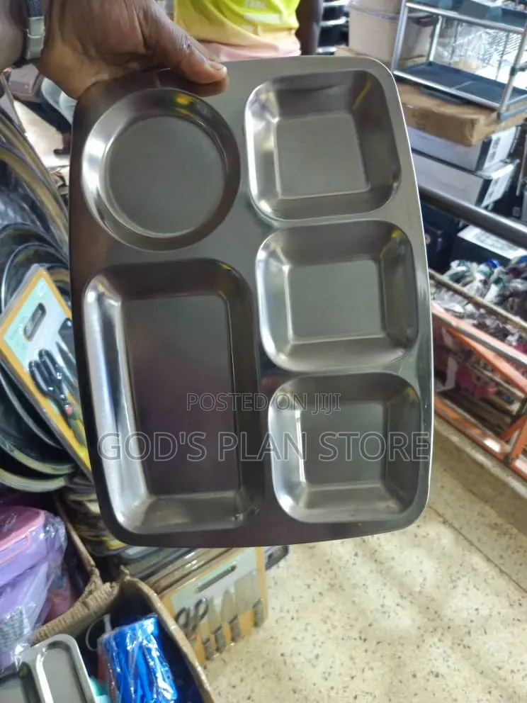 Stainless Partitioned Silver Plates Dinner Plates 12pcs