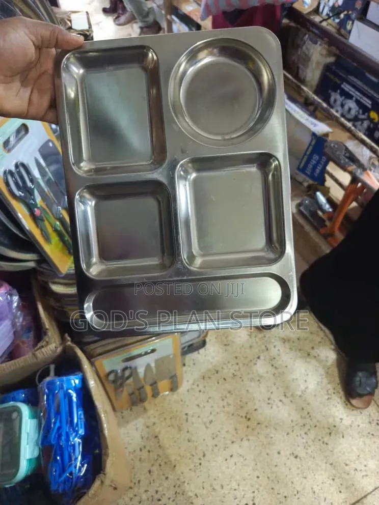 Stainless Partitioned Silver Plates Dinner Plates 12pcs