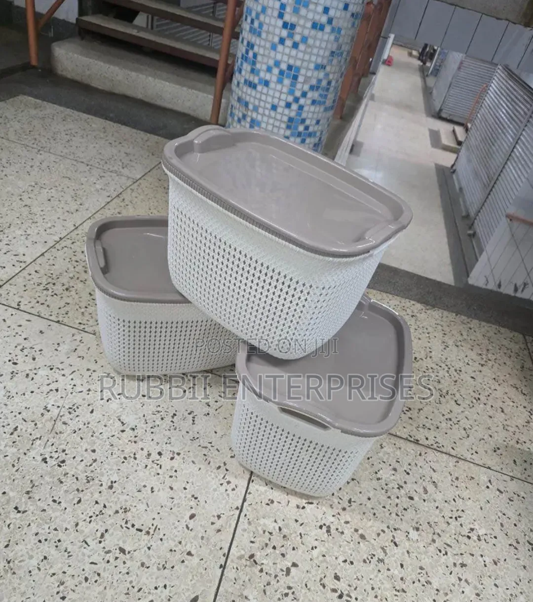 Off White Rattan Laundry Basket