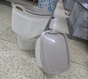 Off White Rattan Laundry Basket