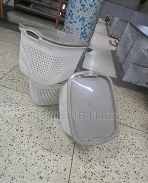 Off White Rattan Laundry Basket
