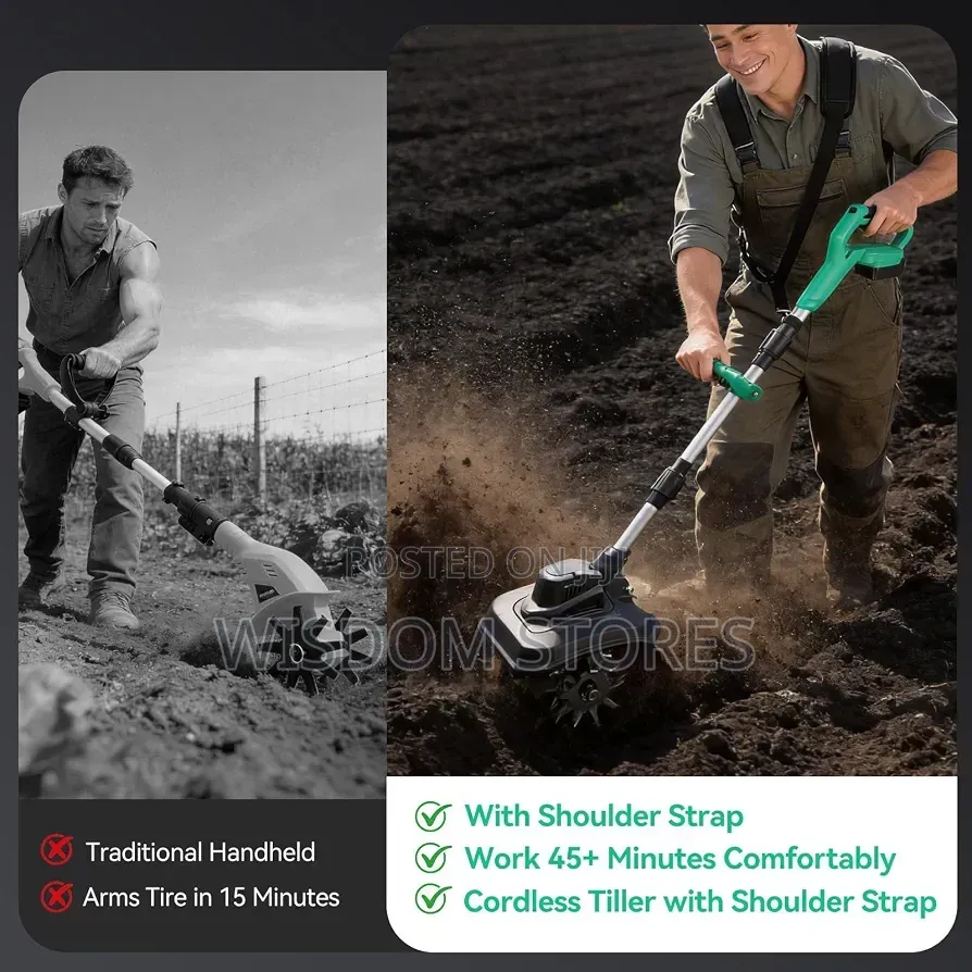 Cordless Tiller Cultivator,500W