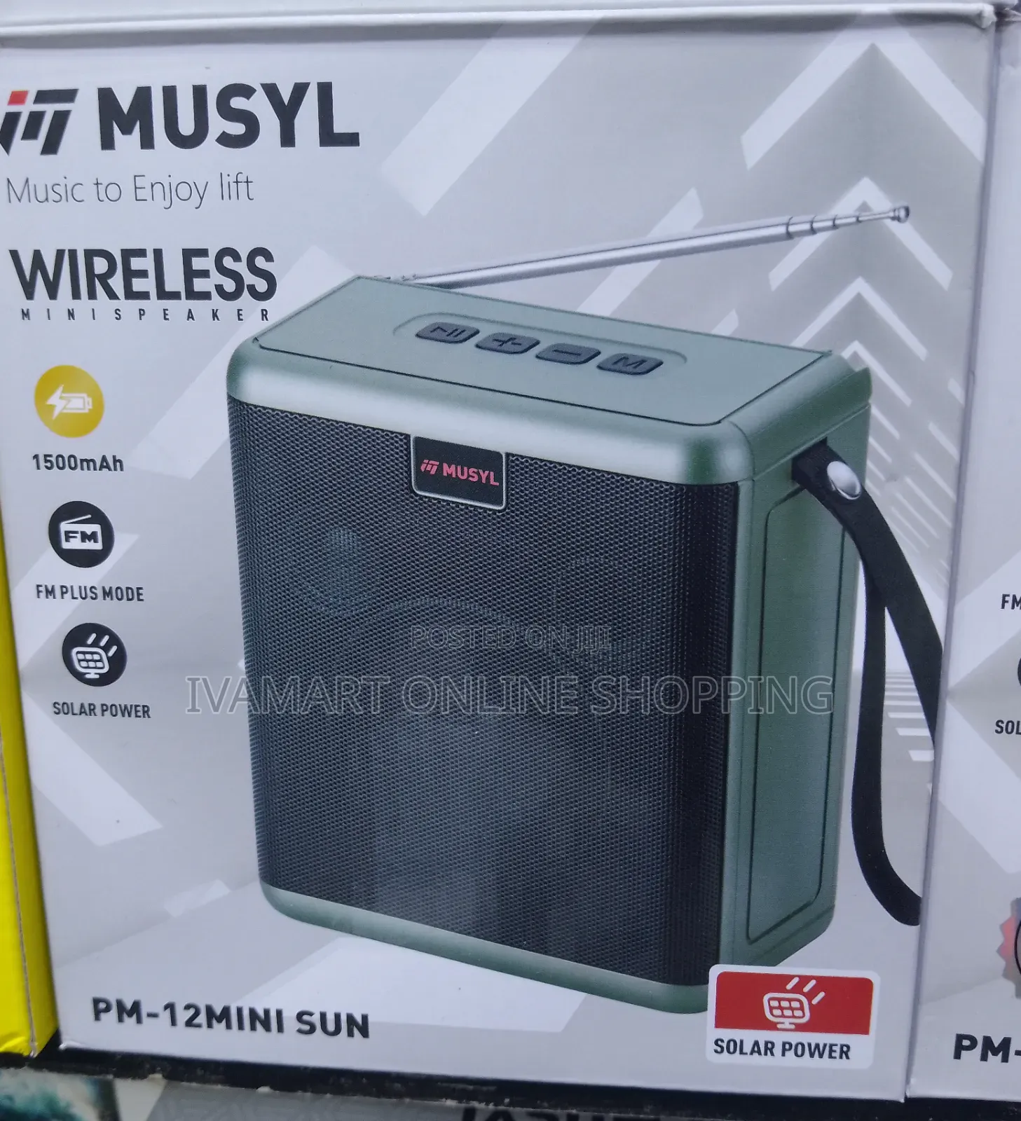 MUSYL PM-12 Mini Sun Speaker – Solar Powered, FM Radio, Bluetooth