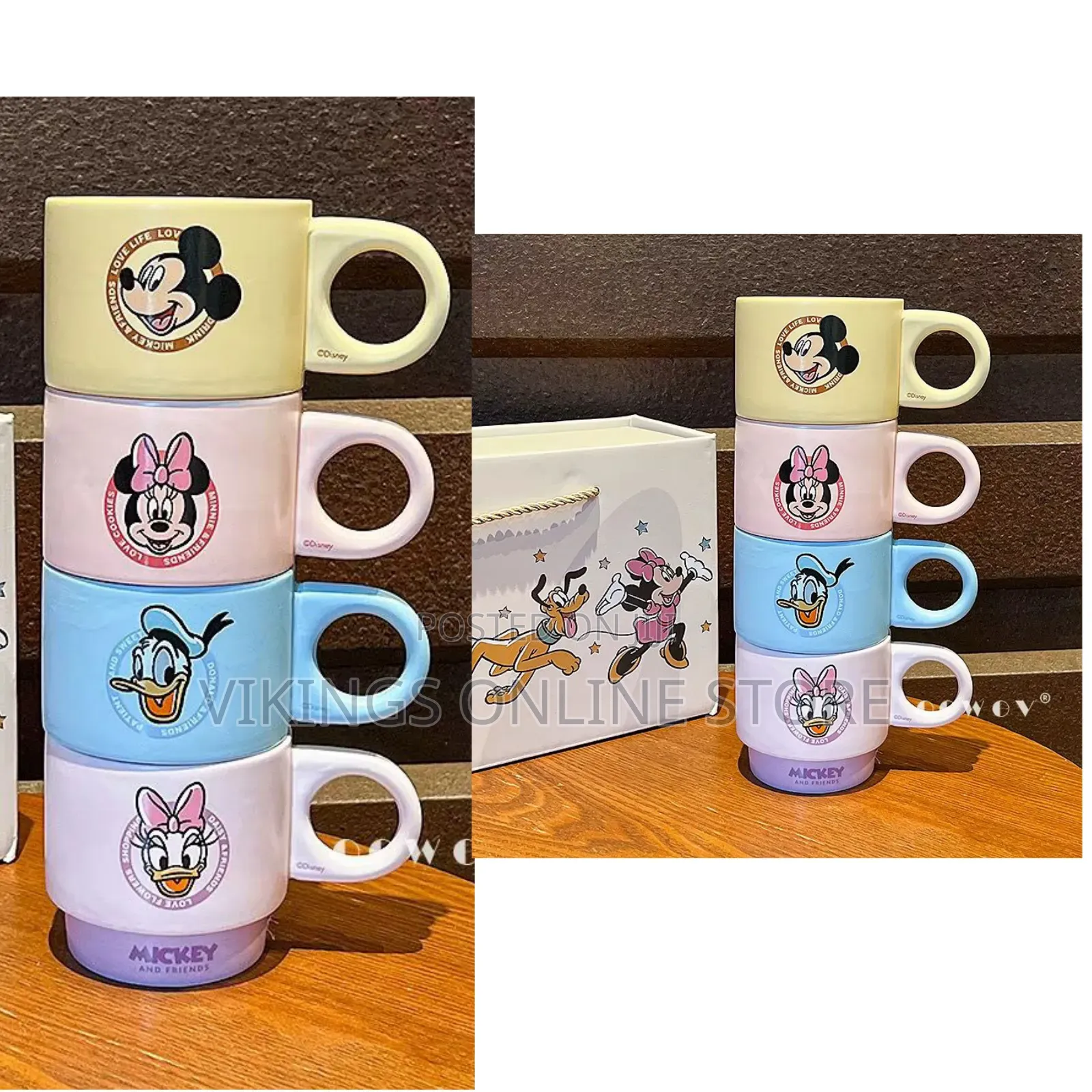 4pc Vintage Style Mickey and Friends Character Cups