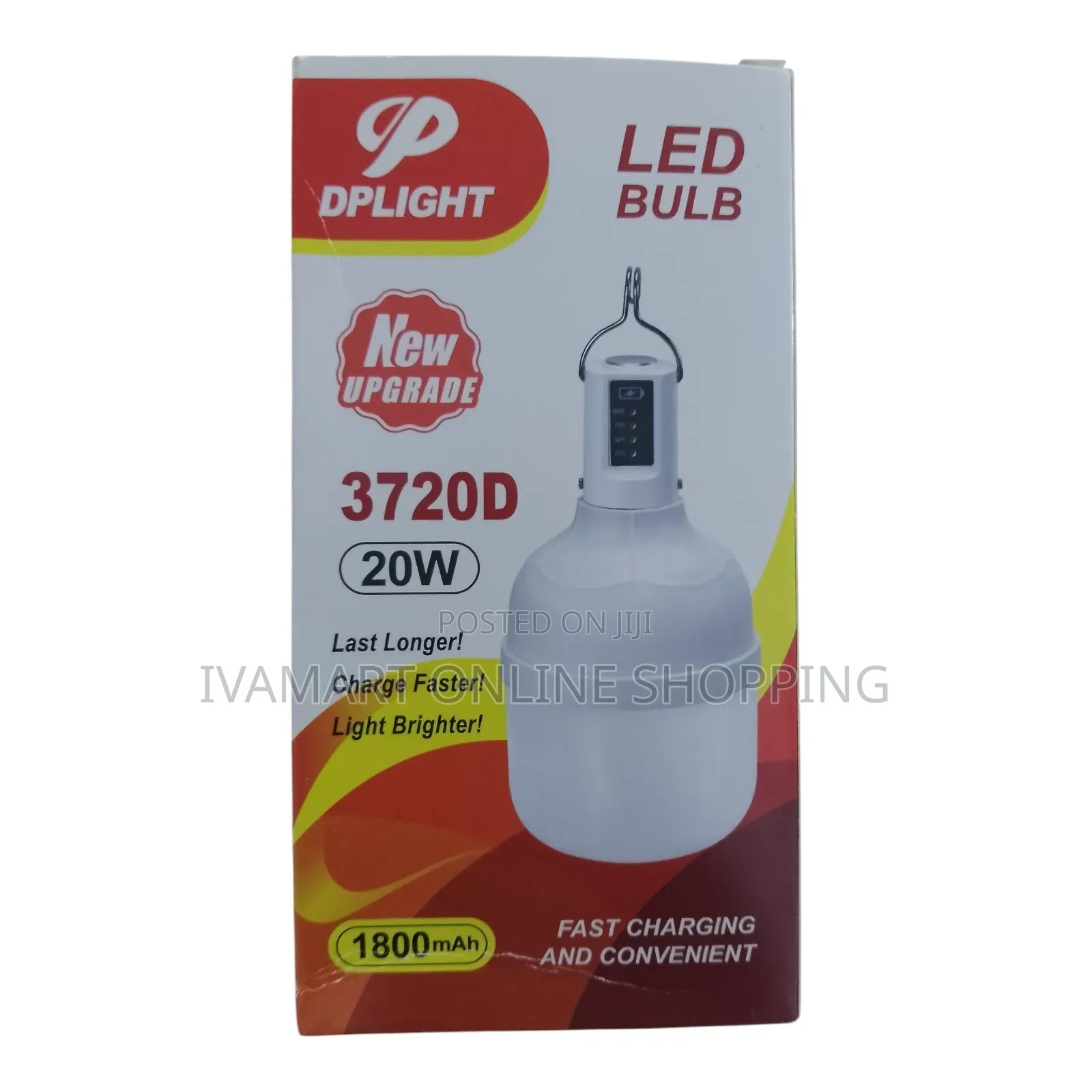 DPLIGHT Rechargeable LED Bulb – 20W, 1800mAh, USB Charging