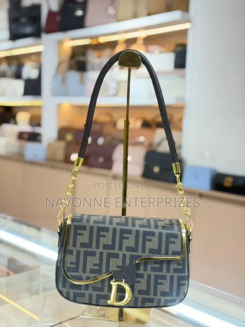 Designer Patterned Flap Shoulder Bag With Gold Chain Accents