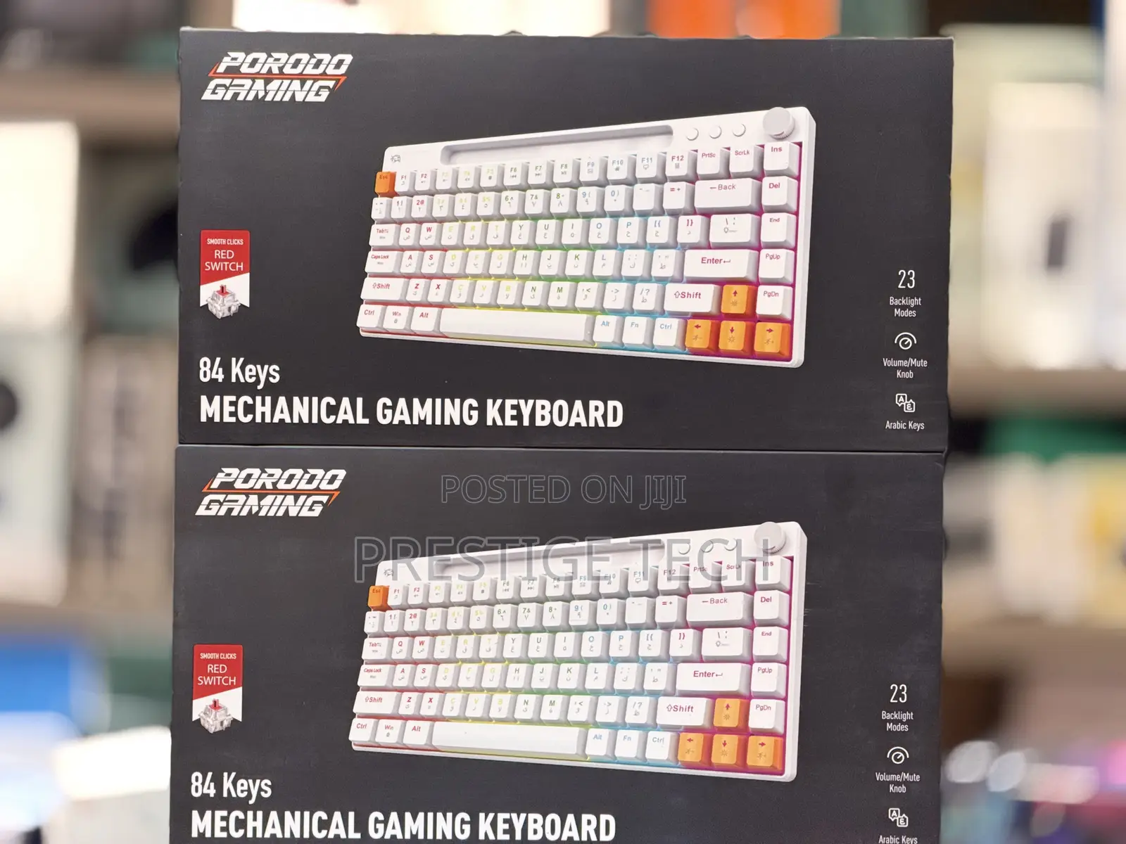 Porodo Wired Mechanical Keyboard 84 Keys, Backlit and Rotary Knob