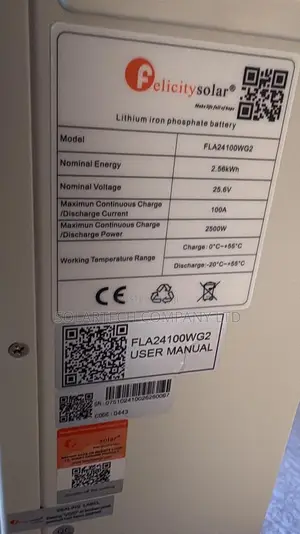 Felicity 2.56kWh 25.6V 100Ah LiFePO4 Solar Battery