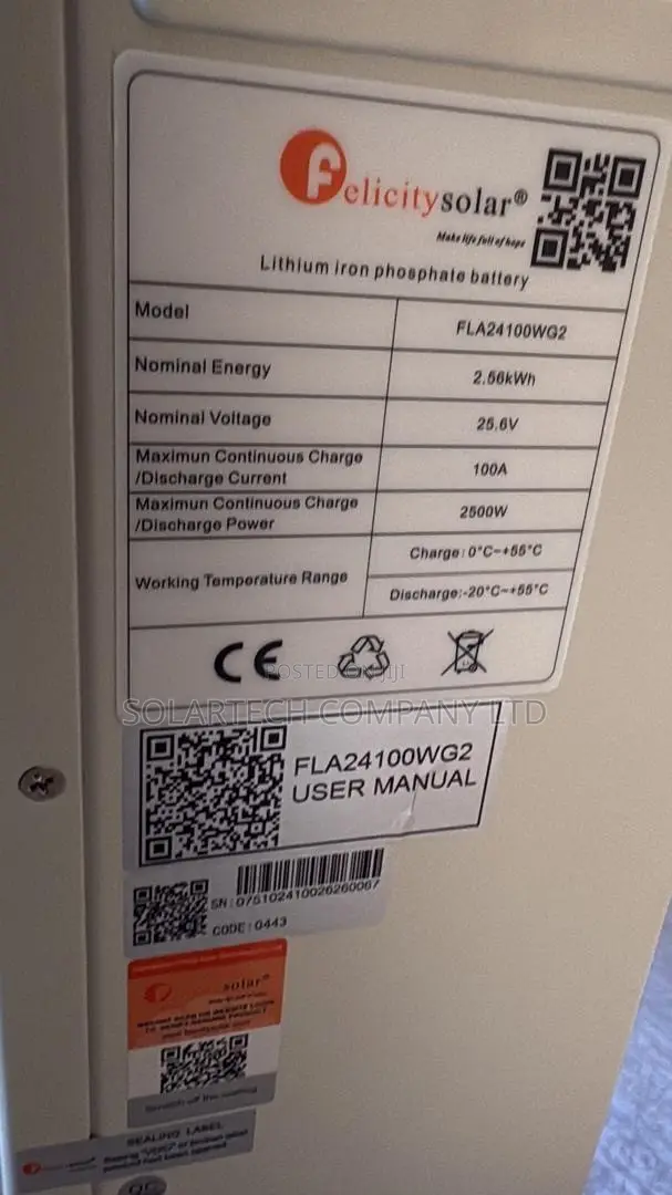 Felicity 2.56kWh 25.6V 100Ah LiFePO4 Solar Battery