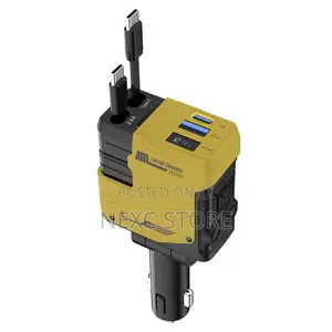 120W Super Fast Car Charger – 4-in-1 Retractable Cable Adapter