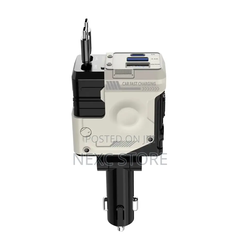 120W Super Fast Car Charger – 4-in-1 Retractable Cable Adapter