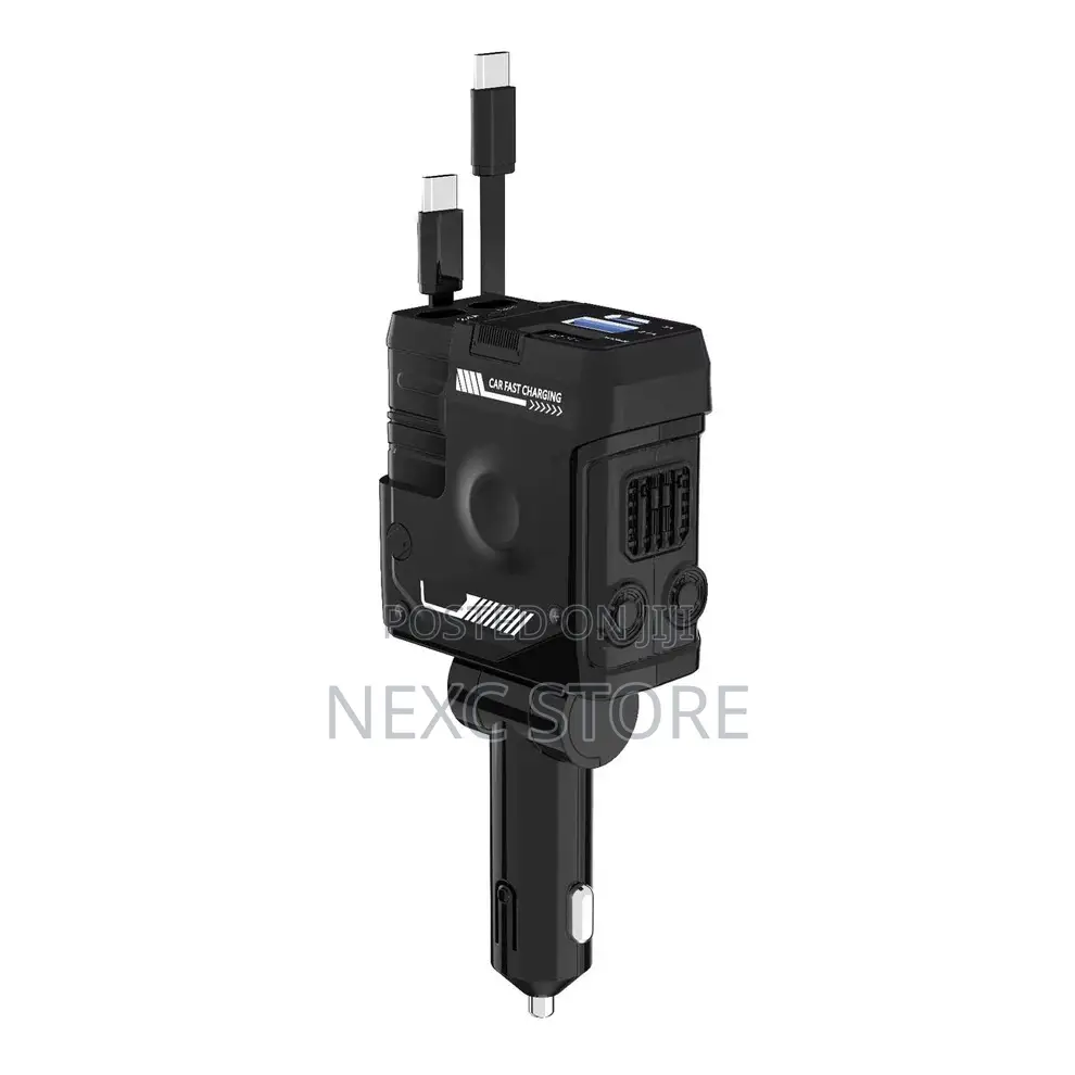 120W Super Fast Car Charger – 4-in-1 Retractable Cable Adapter