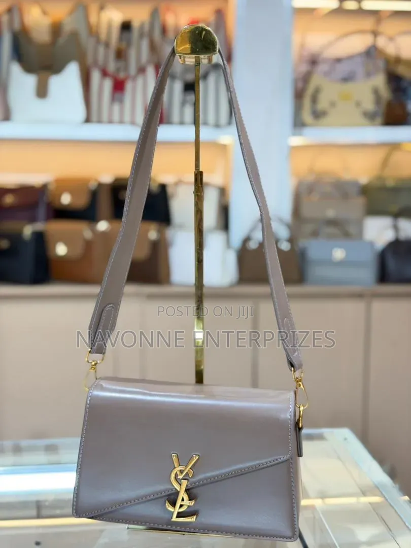 Asymmetric Flap Leatherette Crossbody Bag With Gold Logo Accent