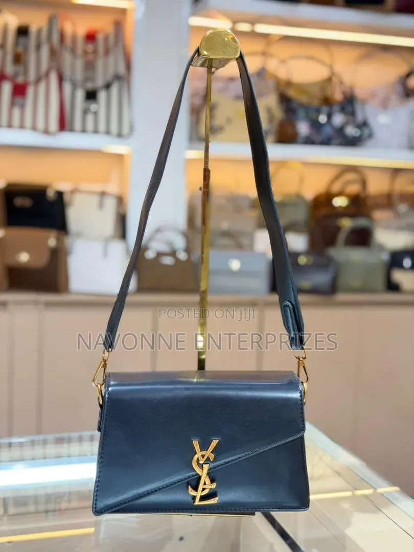 Asymmetric Flap Leatherette Crossbody Bag With Gold Logo Accent