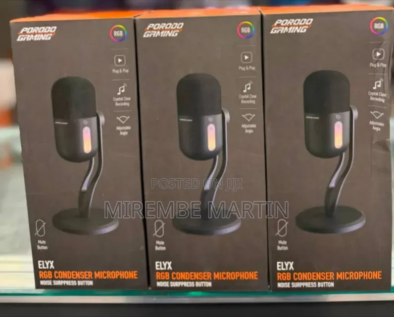 Porodo Gaming Elyx RGB Cndenser Microphone With Noise Suppress Button