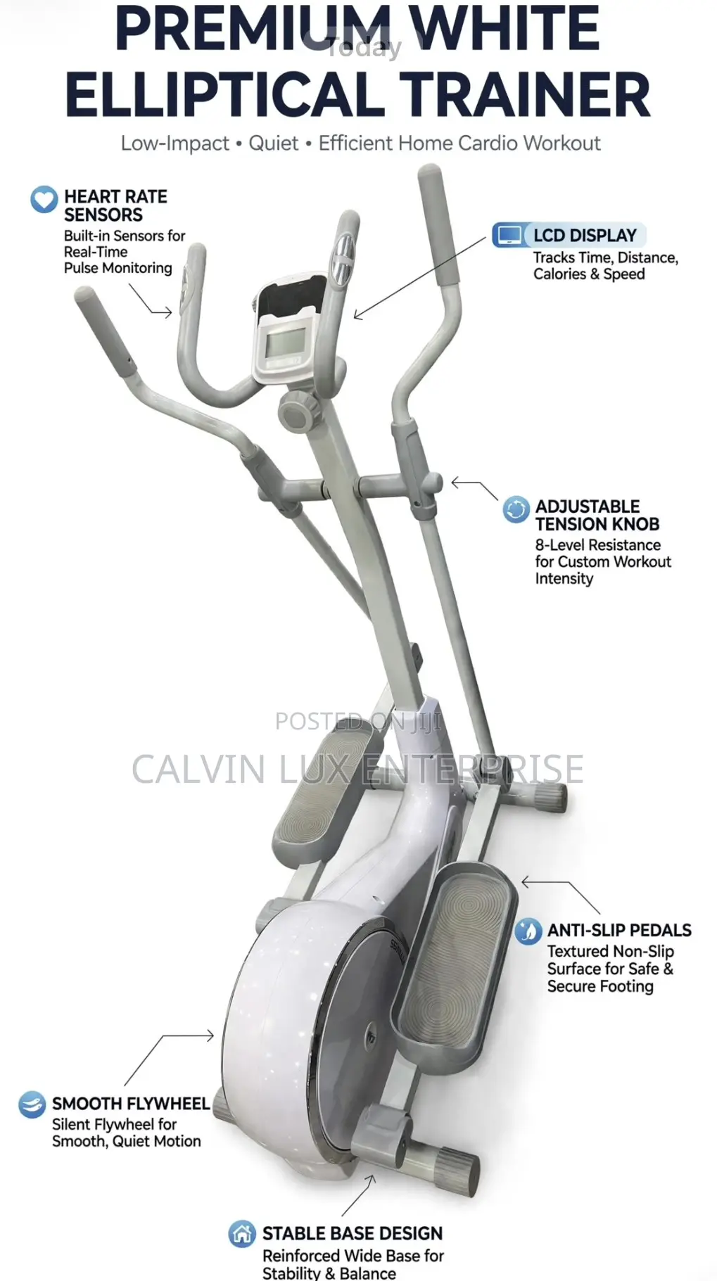 Premium White Elliptical Bike Trainer
