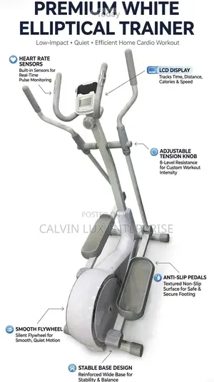 Premium White Elliptical Bike Trainer
