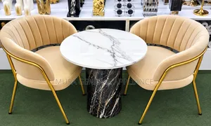 Modern Lounge and Café Set Features White Marble Two Chairs en Table