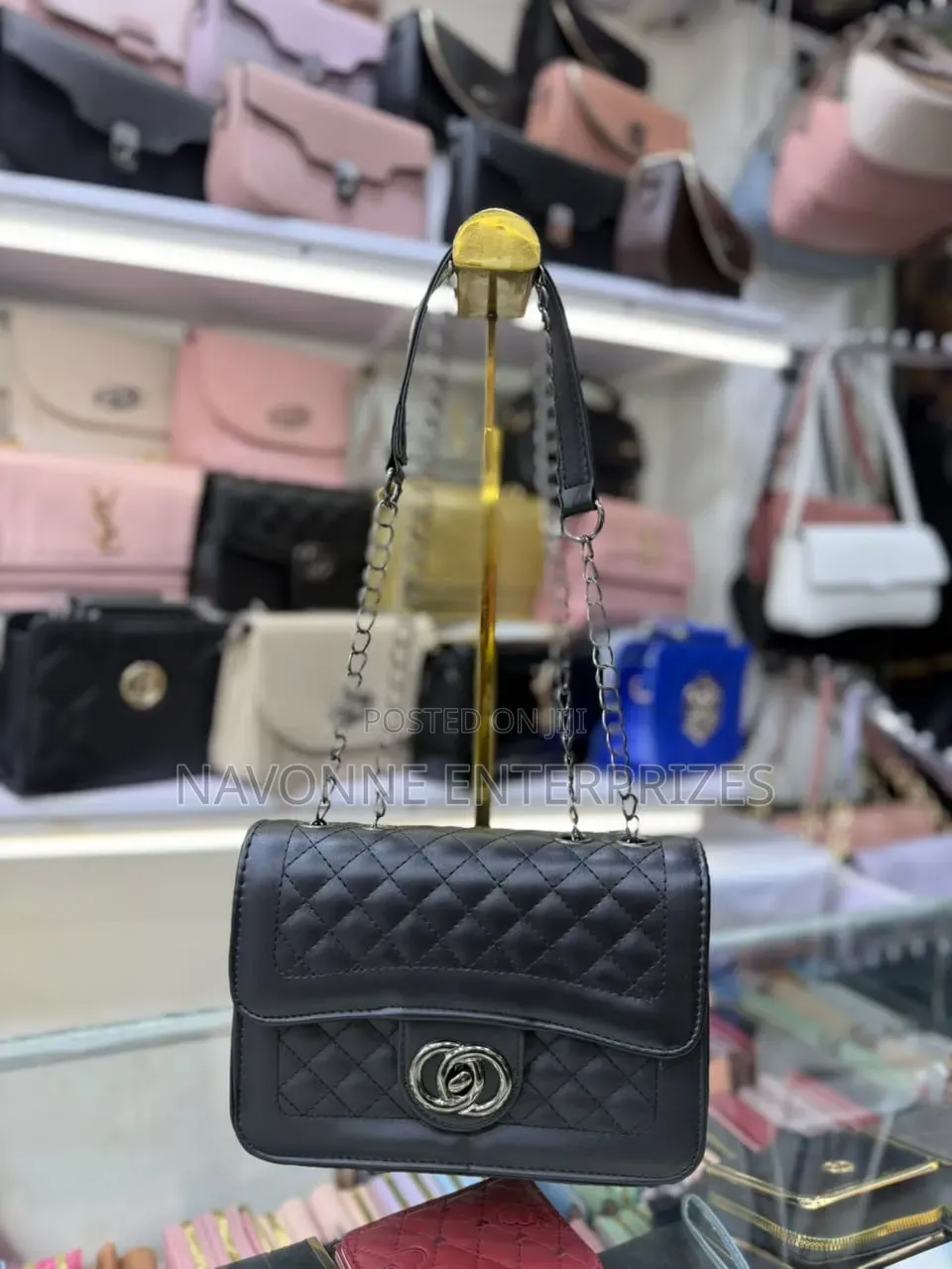 Quilted Diamond Flap Shoulder Bag With Metallic Chain Strap