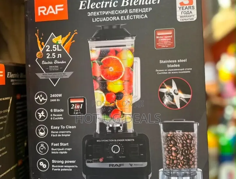 RAF 2-in-1 Heavy Duty Electric Blender Spice Grinder – 2400W, 2.5L