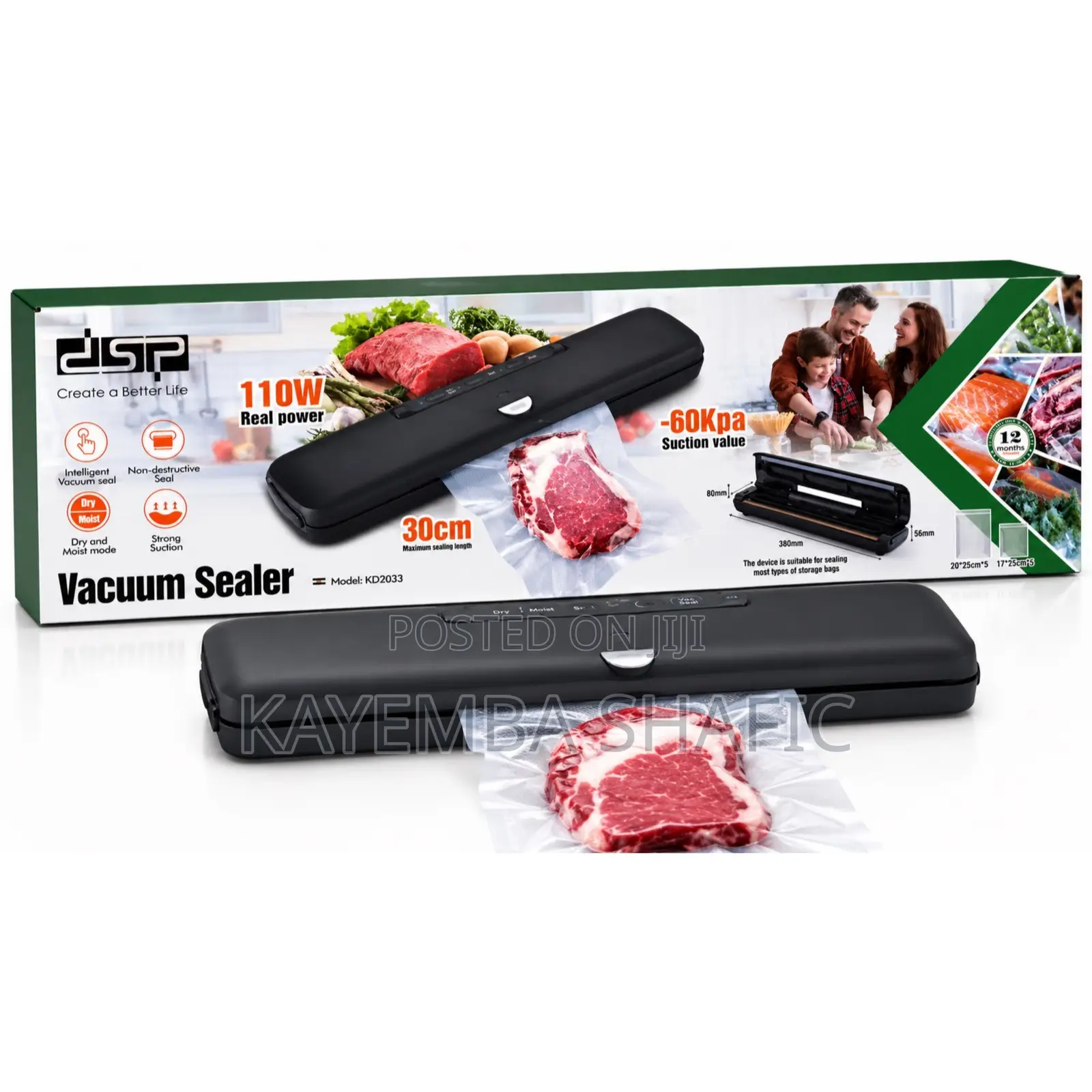 DSP KD2033 Food Vacuum Sealer Machine - 110W Automatic Food Saver