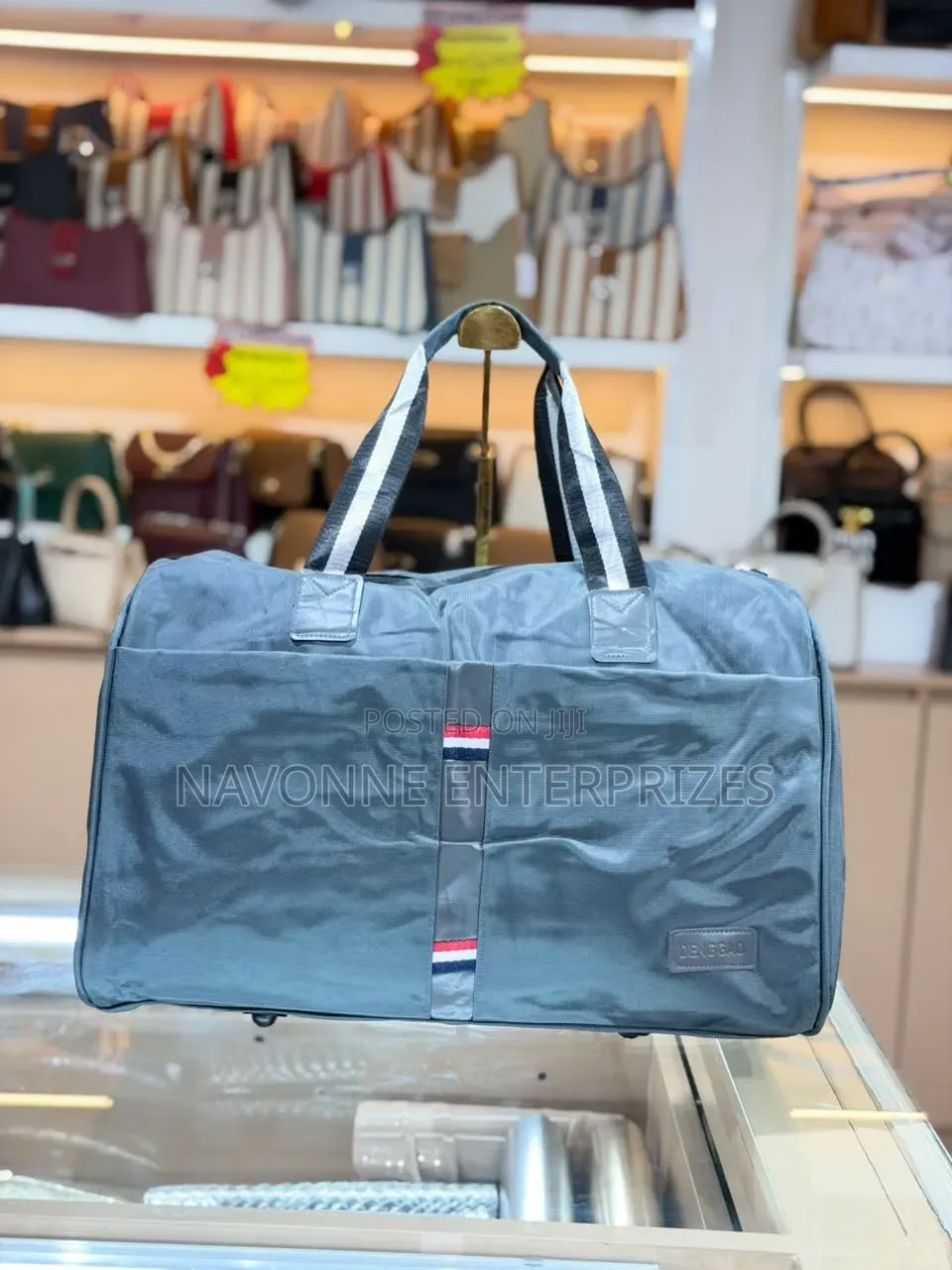 Lightweight Travel Duffel Bag With Stripe Detail Shoulder Strap