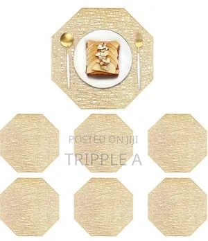 6pcs Gold Octagon Placemats