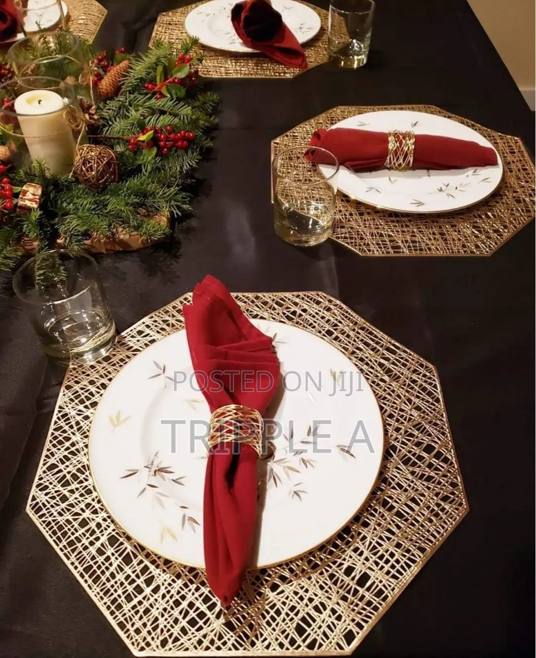 6pcs Gold Octagon Placemats
