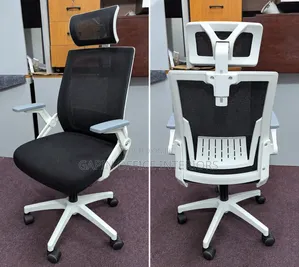 Black and White Headrest Office Chair