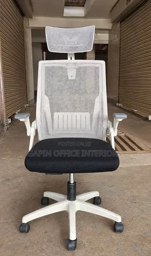 Black and White Mesh Headrest Chair With an Head Support