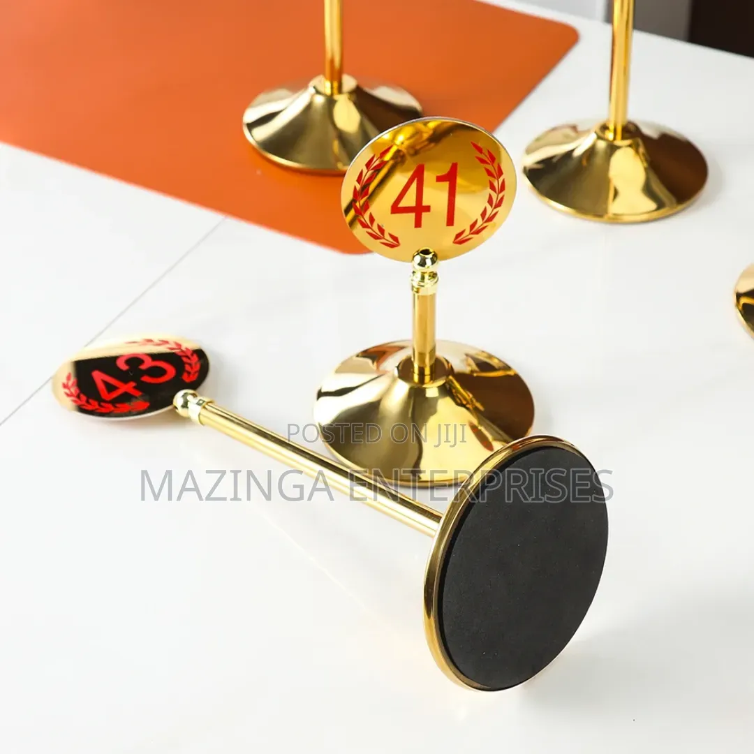 Gold Polished Chrome-Finish Stainless Steel Table Number Stand