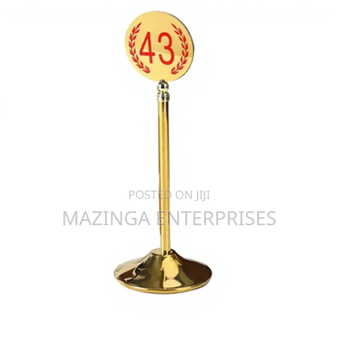 Gold Polished Chrome-Finish Stainless Steel Table Number Stand