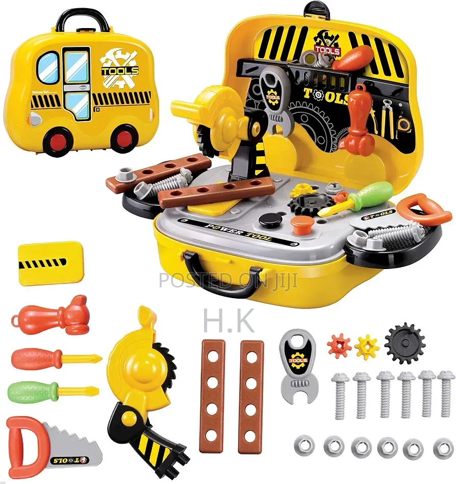 Bus-Shaped Children's Toy Tool Set and Carrying Case