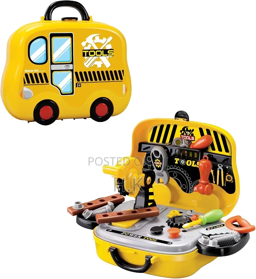 Bus-Shaped Children's Toy Tool Set and Carrying Case