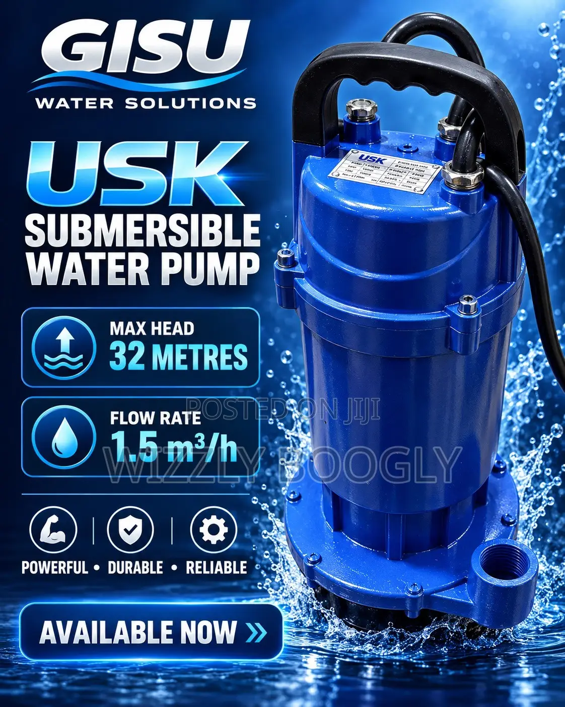 Original USK Submersible Water Pumps 32metres for Deep Wells,boreholes