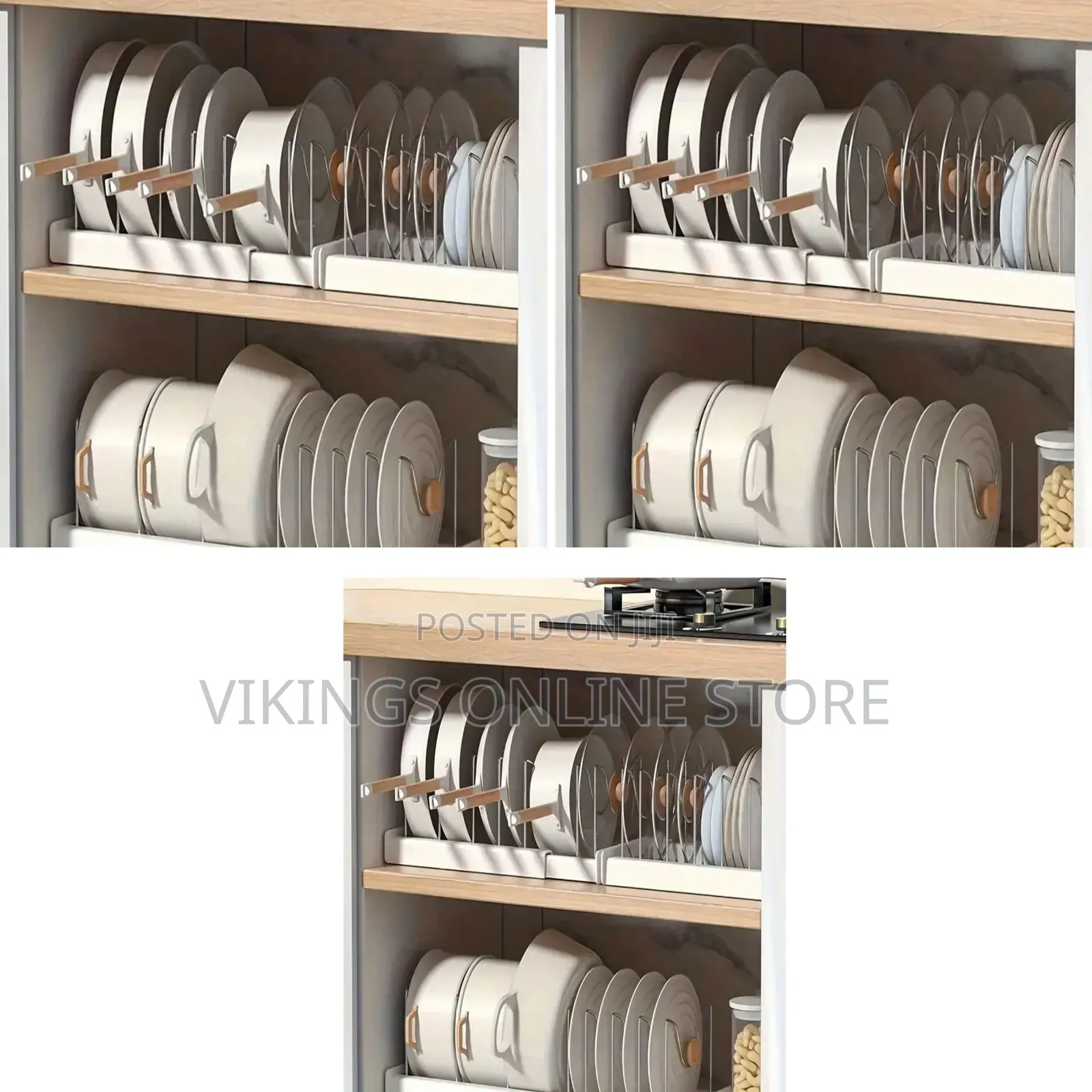 An Adjustable, Expandable Pot and Pan Organizer Rack, Cookware