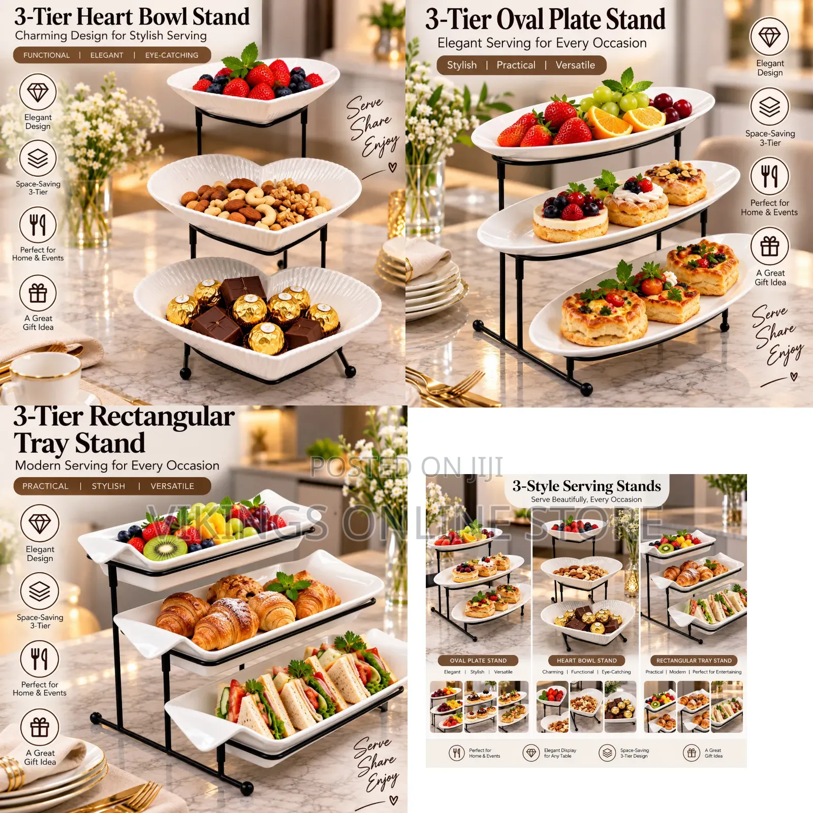 Set of 3pc Stair Platters