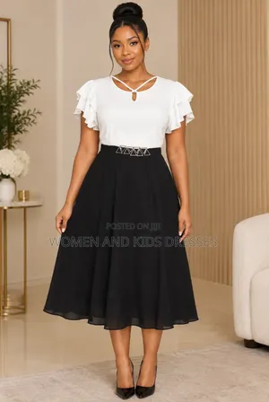 Women Office Black and White Dress Available